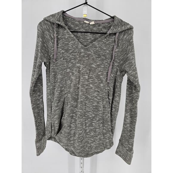 Roxy Womens Sz XS Lightweight Terry Hoodie Gray Taupe V Neck - Picture 1 of 4